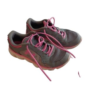 Under Armour Grey and Pink Micro G Running Shoes/Sneakers Size 7.5